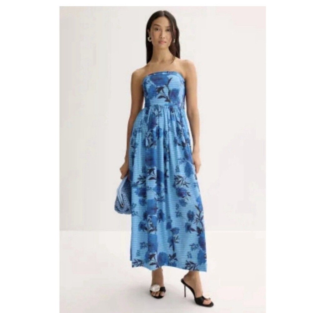 Jewel Badgley Mischka Floral Strapless Maxi Dress size 4